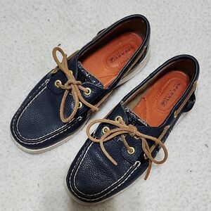 Sperry Bluefish Whale & Anchor Boat Shoes - Size 6.5 Nautical Preppy